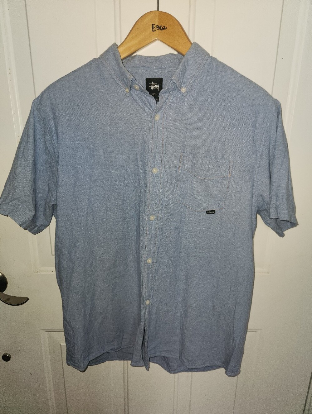 Stussy Blue Short Sleeve Button Down Shirt L